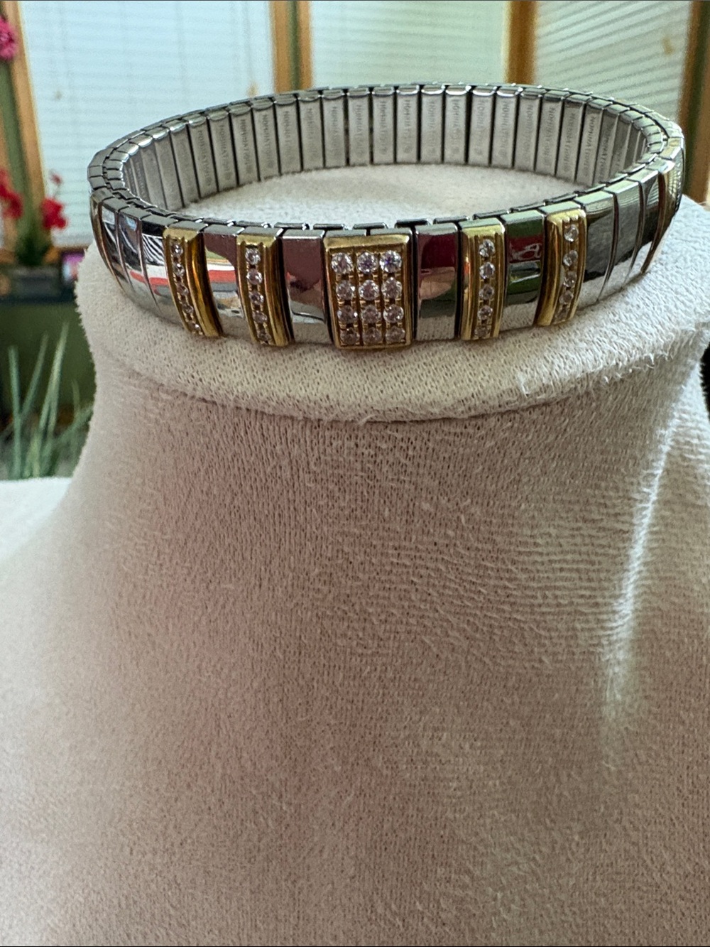 Notations Two-Tone Stretch Bracelet with Crystal Pavé - Gold & Silver